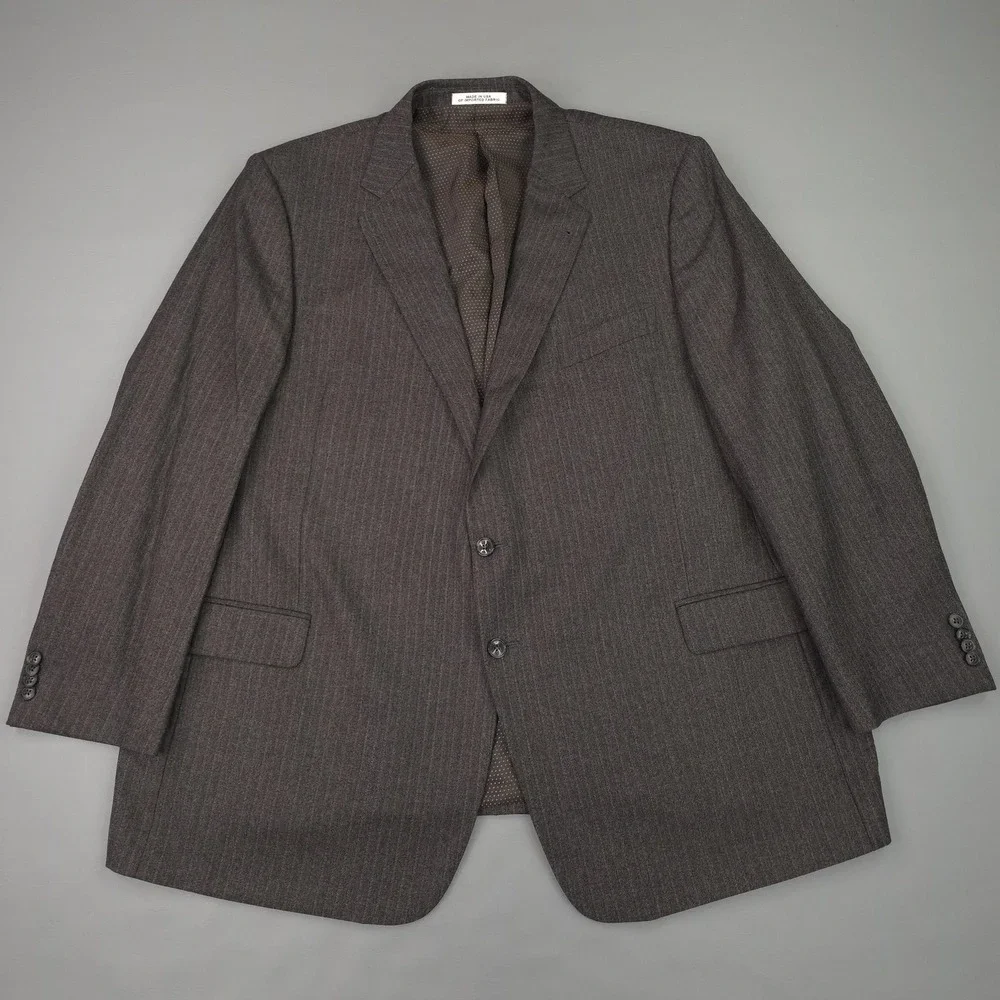 Joseph Abboud Blazer Mens 48R Brown Wool Pinstripe Ethomas Sport Coat USA